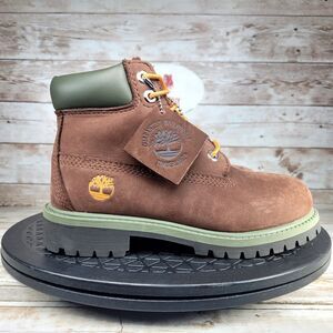 Timberland 6in Youth Size 13C Premium Brown Green Boots Classic Primaloft